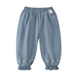 [7A抗菌]女童夏季裤子宝宝春夏薄款纯棉休闲防蚊裤长裤儿童束脚裤