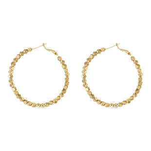 金色碎银子大圈圈耳环女2026新款爆款小众轻奢高级感素圈耳圈耳饰