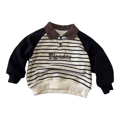 儿童加绒卫衣男童冬装polo衫2025新款小童宝宝一体绒韩版翻领上衣