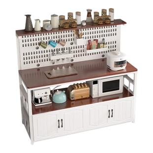 厨房洞洞板置物架多层家用切菜桌工作料理台落地备餐操作桌储物柜