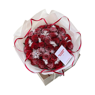 星语 圣诞节落雪玫瑰花束包装纸圣诞水晶雪花片diy花艺圣诞装饰