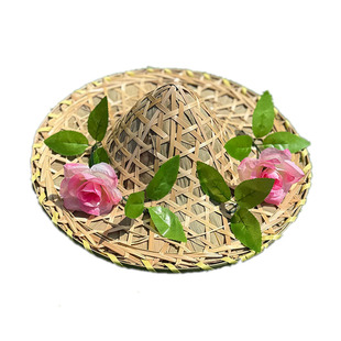 手工竹编舞蹈斗笠帽古风红军儿童傣族演出成人广场舞道具表演草帽