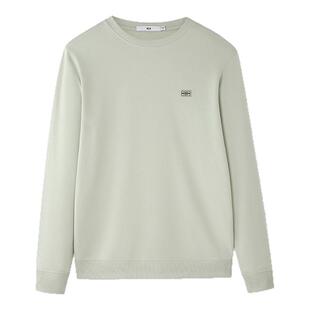 HLA/海澜之家休闲长袖T恤2025秋新款圆领微弹立体提花打底衫男