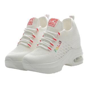 内增高小白鞋女2025夏季新款网面透气休闲运动鞋女士厚底松糕网鞋