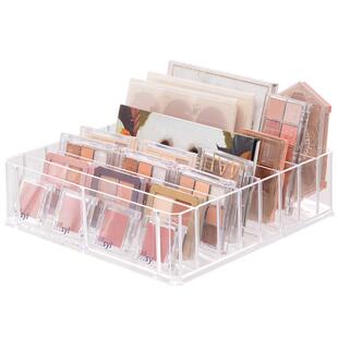 眼影收纳盒彩妆唇釉口红透明分格亚克力梳妆台桌面化妆品置物架子