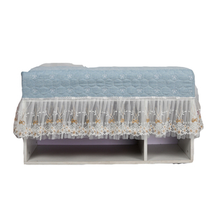 钢琴凳套换鞋布艺化妆凳套罩坐垫椅垫欧式蕾丝棉麻凳罩定制套蓝色