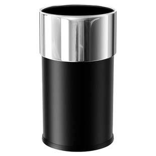 不锈钢铁烤漆酒店专用双色套装房间垃圾桶圆形无盖式家庭使用客厅
