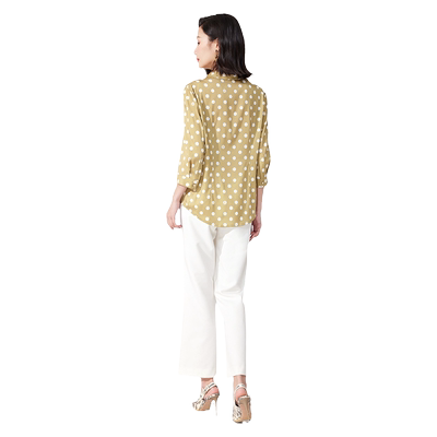 乔万尼真丝衬衫V领气质职场波点19mm桑蚕丝上衣精致慵懒感ET2C247