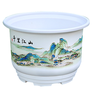 仿陶瓷花盆树脂加厚轻奢阳台大口径透气室内高档花卉大型绿植盆栽