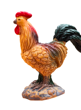 小鸡一家仿真公鸡母鸡摆件