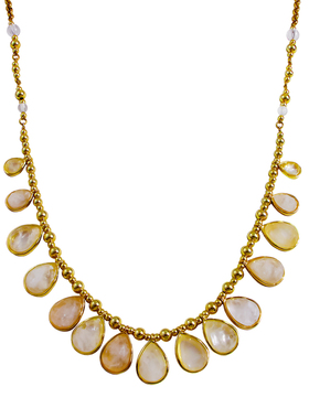 古森复古水晶石项链长款水滴流苏金色高级感轻奢夸张