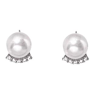 阿瑶真多麻珍珠耳环女无耳洞蚊香盘耳夹精致简约闪亮锆石高级耳饰