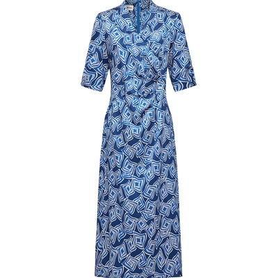 EP雅莹桑蚕丝V领收腰连衣裙