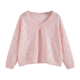 女童针织开衫早春薄款2026新款春季儿童纯棉毛衣外套长袖春秋外搭