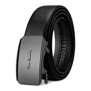 皮尔卡丹内扣式皮带男款真皮男士时尚潮流自动扣腰带休闲简约新款