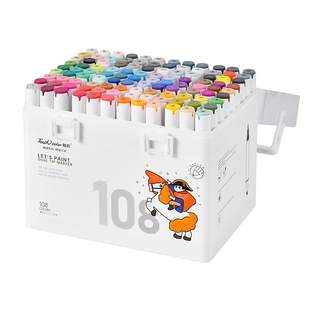 touch color进口软头马克笔美术专用漫画设计肤色笔学生速干彩色笔80色touch正品儿童水彩笔48/60色108色全套