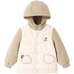 【商场同款】英氏童装外套冬季夹棉连帽保暖男童外套防风新款