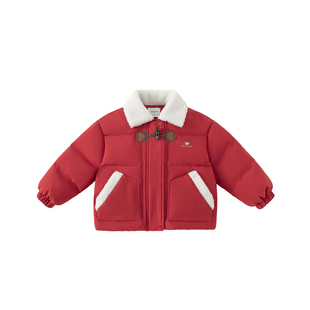 INSbobo童装儿童羽绒服女童外套冬季新款红色防寒服男童上衣冬装