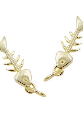 diy配件串珠电镀黄金小鱼项链