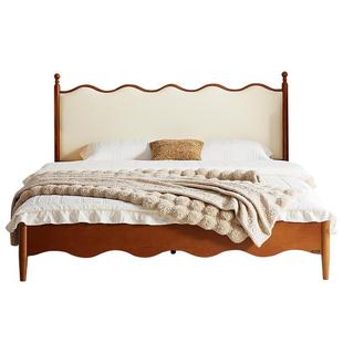 政府补贴全友家居法式复古双人软包床中古风主卧涟漪大床实木脚床