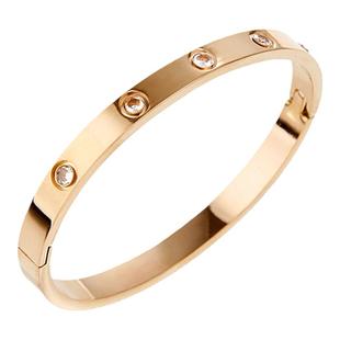 玫瑰金手镯女款钛钢不掉色轻奢小众高级感手环时尚闺蜜手饰镯子