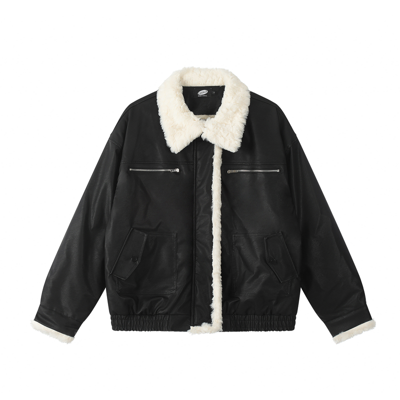 橘子树在哪儿美式复古皮毛一体外套女冬季设计感宽松保暖休闲夹克