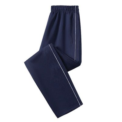 校服裤子藏青色反光条细白条春秋