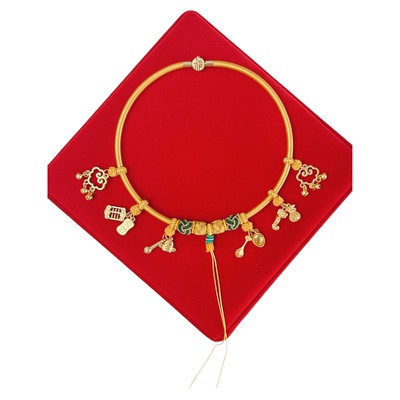 宝宝周岁项圈编绳婴儿金锁项链