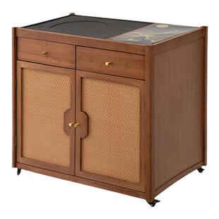 祥福富贵移动茶桌小茶台乌金石茶盘一体茶水柜茶车阳台煮泡茶桌子