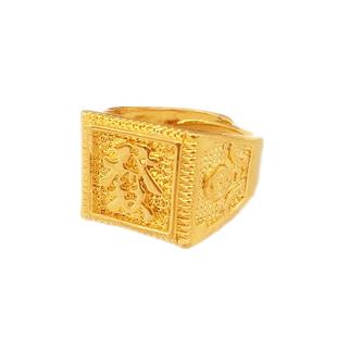 仿真越南沙金戒指男士24K镀金戒子 久不掉色个性霸气开口欧币指环