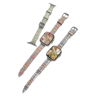 适用iWatch小香风创意格子皮表带