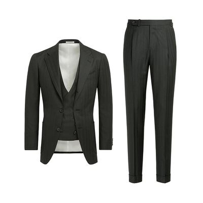 深绿色西装三件套西装Suitsupply