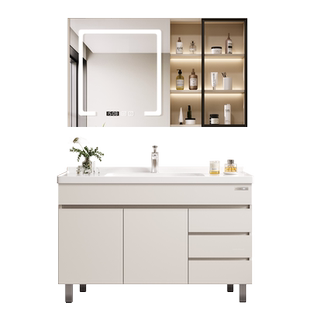 四季沐歌现代简约浴室柜组合陶瓷一体盆落地洗手洗脸盆洗漱台盆柜