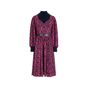 MARYLING玛俪琳初秋新品【方块舞蹈】紫红格子连衣裙A1DHW63040