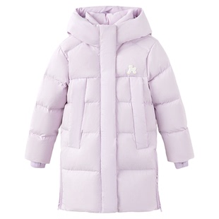 森马儿童羽绒服2024新款中长款外套三防连帽冬装简约百搭女童上衣