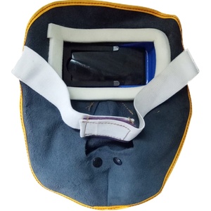 太阳能自动变光牛皮电焊面罩头戴式焊接面罩隔热氩弧焊焊帽 包邮