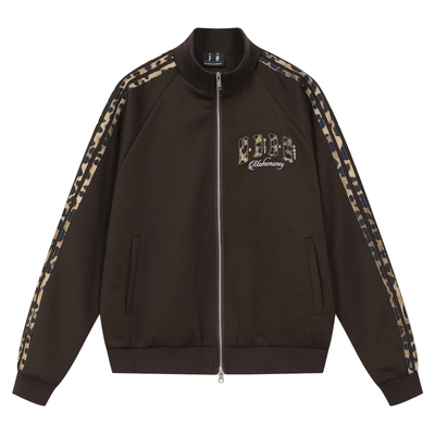 MEDM 豹纹杠杠织带拼接运动休闲夹克男女刺绣logo宽松立领外套春