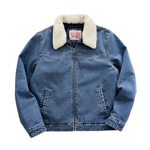 【自营】Levi’s/李维斯男士牛仔羊羔绒夹克翻领冬季保暖棉服外套