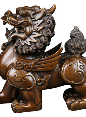 礼品徽匠铜韵铜麒麟一对独角兽