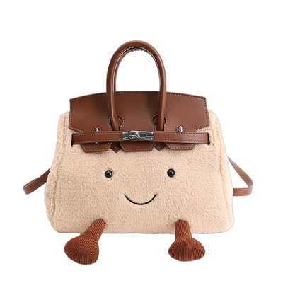 精致软萌毛绒凯莉单肩包包女2025新款时尚可爱手提包百搭斜挎女包