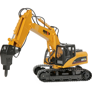 汇纳工程车四合一遥控模型儿童挖掘机电动钻土机破碎机抓料机玩具