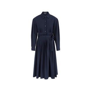 MARYLING玛俪琳春季新品午夜蓝衬衣式百褶连衣裙A1EBW63000