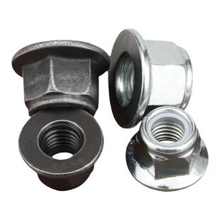 镀锌防松螺帽六角法兰面蓝白GB6183尼龙自锁紧螺母5M6M8M10M12M14