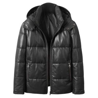 可脱卸男士短款真皮羽绒服皮衣厚