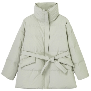 布景羽绒服女中长款冬季新品简约立领白鸭绒保暖外套厚1262