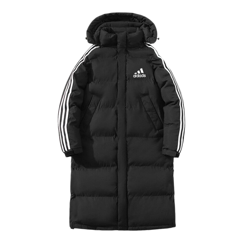 潮牌冬季三条杠长款运动羽绒棉服