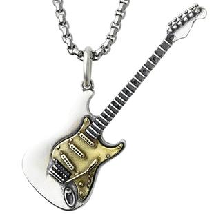 杜氏古匠小宝同款电吉他摇滚朋克纯银项链女乐队吊坠潮男配饰品