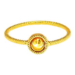 时来运转猫眼戒指女纯银镀黄金色转运珠食戒对戒小众设计时尚简约