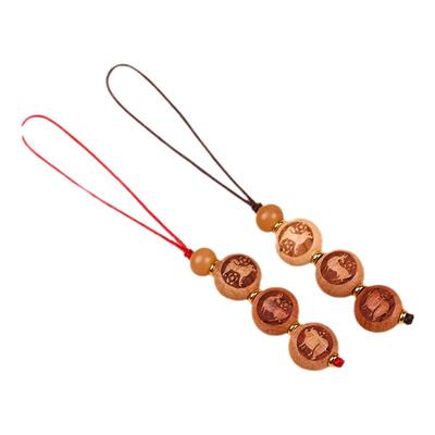 马年十二生肖天然桃木三合六合