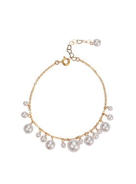 女施家珍珠14K包金简约流苏手链